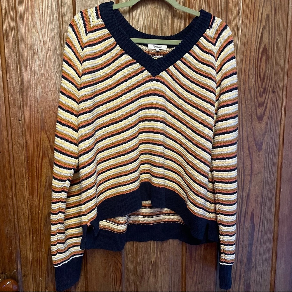 Madewell multicolor Striped Knit Cropped Sweater size XL